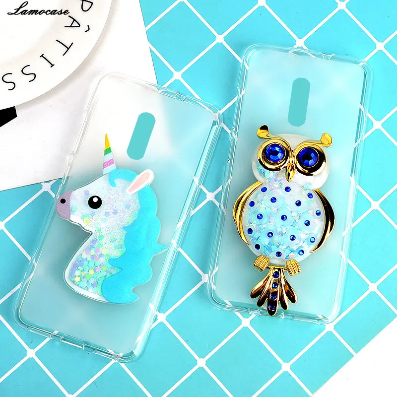 Glitter Dynamic Liquid Quicksand Case for Fly Cirrus 13 FS518 3D Owl Unicorn Cartoon Animals Cover For Fly FS518 FS 518 Shining