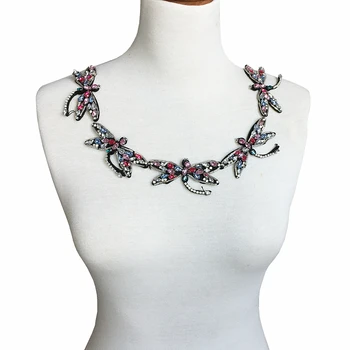 

10pc 9x4cm Sew On Dragonfly Patch Crystal Beaded Applique Insect Patches For Clothing Shoes Appliques Parches DIY AC1065