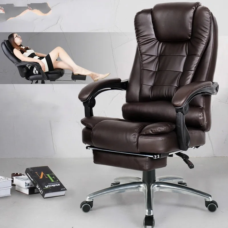  Leather Computer Chair Home Cowhide Office Chair Swivel Lifting Gaming Chair Reclining Silla Oficin