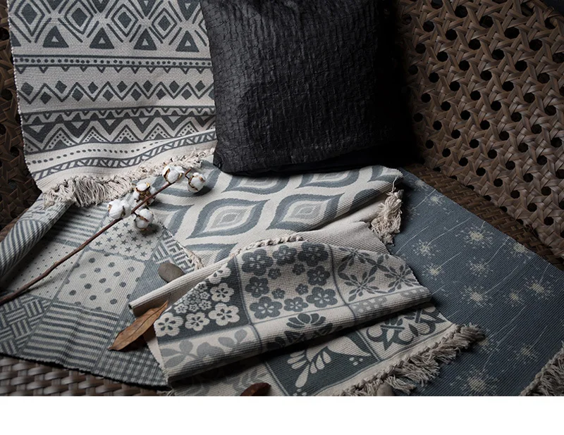 Винтажный персидский стиль тканый ковер прикроватный коврик для спальни напольный коврик японский стиль ткань машинная стирка коврик для гостиной