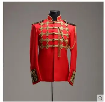 

2019 new Men's fashion suit hair stylist gold print suit singer costume night stage singer suit coat costumes