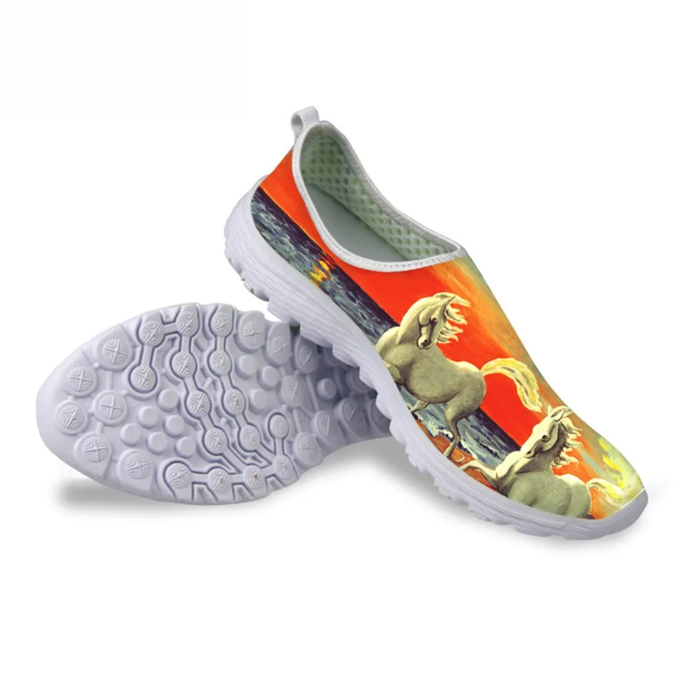 

ThiKin Summer Colorful Painting Pattern Women Slip-on Flats Girls Beach Casual Mesh Sneakers Female Trendy 3D Design Loafers