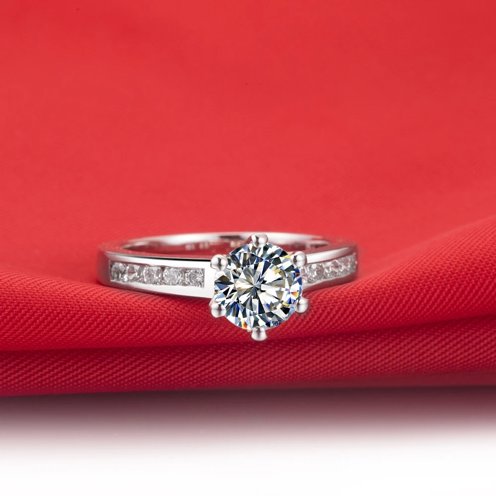 Положительный Чарльз и Colvard Муассанит кольцо Настоящее Лаборатория Grown Муассанит кольцо для Для женщин Обручение Jewelry 1CT серебряное кольцо