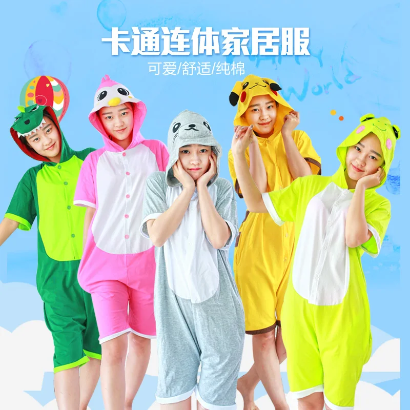 

Pikachu Stitch Panda Minion Cat Bear Animal Summer Cotton Hoodie Pajamas Costume Cosplay Onesies Sleepwear Cartoon Sleepsuit