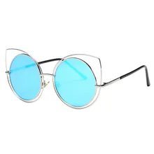 Sunglasses for women Cat Ear Sunglasses Metal Frame Sunglasses Brand Classic Tone Mirror Women’s Mirror Sun Glasses Goggle