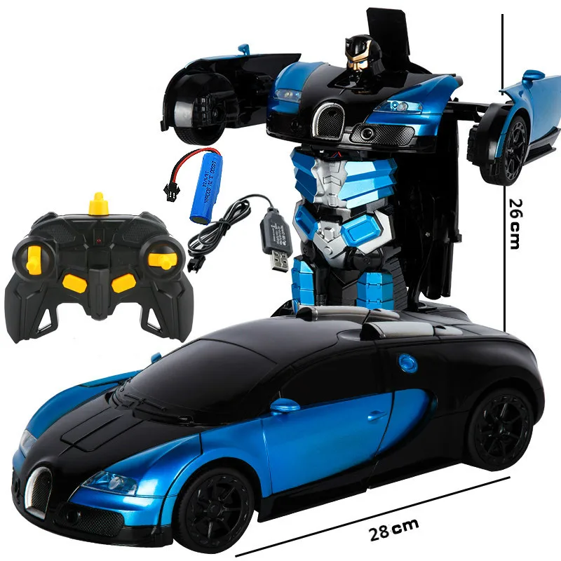 Blue Bugatti 2,4 ГГц Индукционная трансформация, робот-машина, 1:14, деформация, Радиоуправляемый автомобиль, игрушка, светодиодный светильник, Электрический робот, модели, fightint, игрушки, подарки - Цвет: Blue Bugatti
