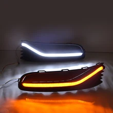 luckeasy drl 2014 to 2015 for Volkswagen POLO LED daytime driving lights fog lamp with yellow light vw polo