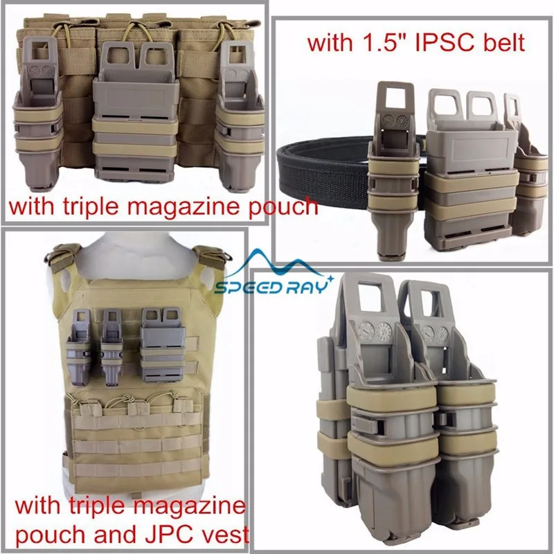 Тактический Пистолет маг мешок журнал сумка кобура Быстрый Маг пистолет 2 шт. и 5,56 M4 1 шт. прикрепить Молле системы