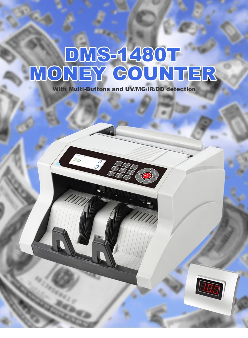 Especial para Multi Máquina de Contagem uv + mg + mt + ir + dd Novo Design Display Bill Contador Detecção Dms-1480t -cash Money Moeda Lcd 2 China uv money Suppliers