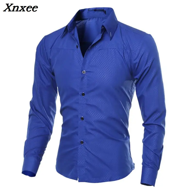 

Xnxee 2018 Casual Shirts Men Fashion Long Sleeve Plaid Shirt Camisa Masculina Men Shirt Solid Color Shirt Male Brand Clothing