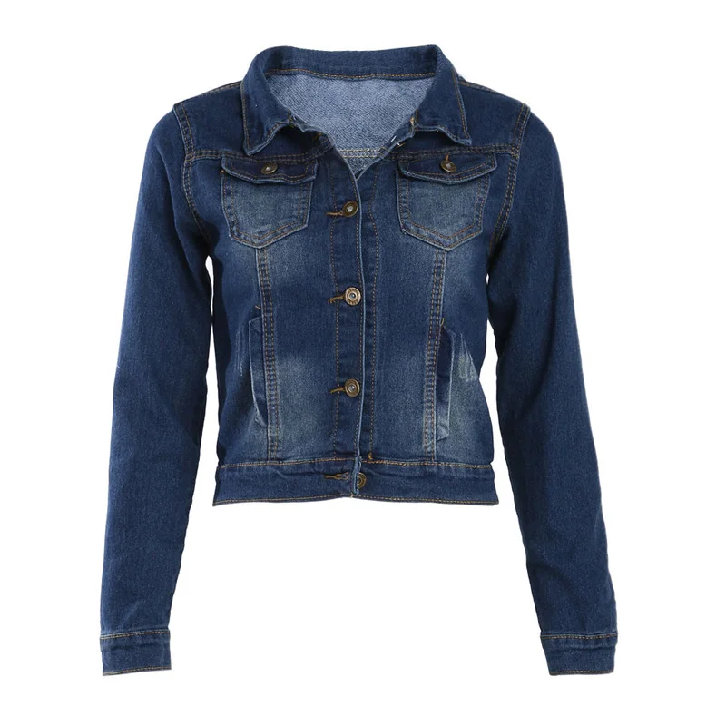 

Vintage Long Sleeve Jean Coat Women's Slim Denim Short Casual Jacket Outerwear Solid Turn-down Collar Loose Fashionable jacket