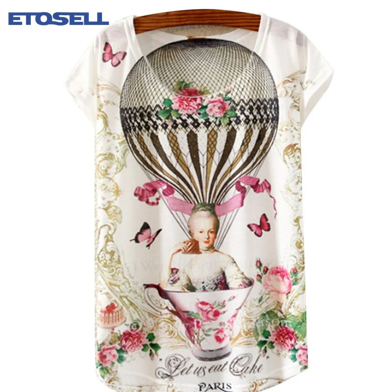 Женская Летняя короткая футболка etoseller с круглым вырезом и 3D принтом короткими