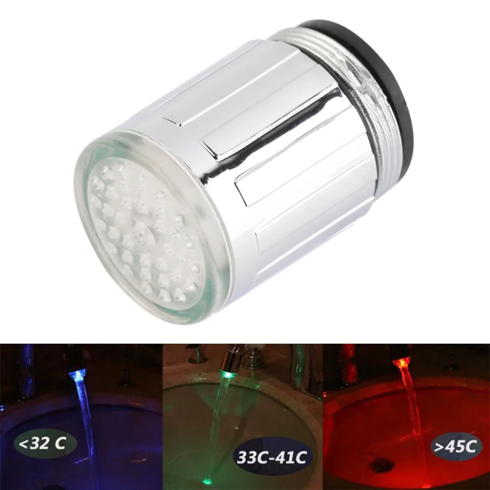 

Temperature Sensor LED Light Water Faucet Tap Glow Shower Kitchen Bathroom RGB/Multi Color/Blue Light weight