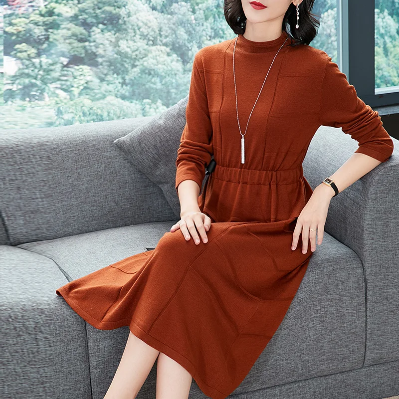 

New arrival 2018 women's long knit dress female sweater dress elegant long sweater pullovers