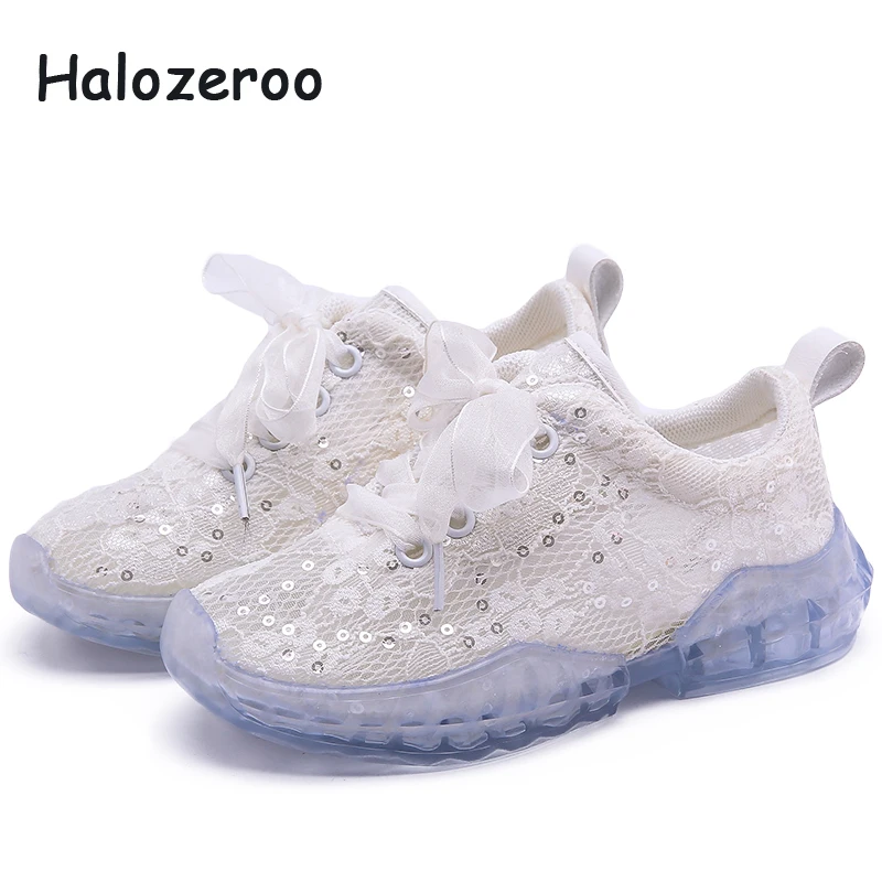 

2019 Autumn Kids Mesh Shoes Baby Girls Sport Sneakers Children Lace Shoes Fashion Casual Sneakers White Brand Sneakers Trainer