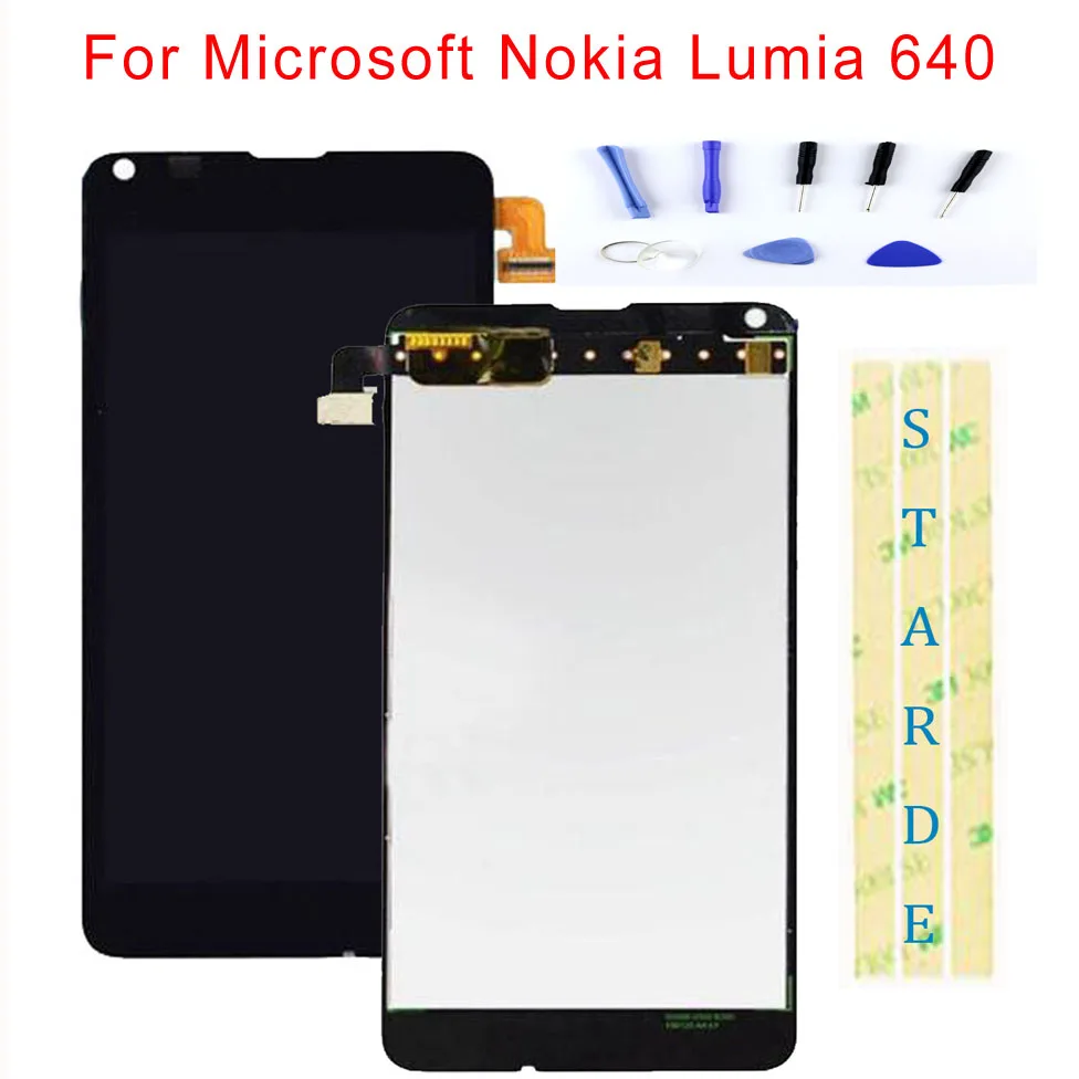

STARDE Replacement LCD For Microsoft Nokia Lumia 640 LCD Display Touch Screen Digitizer Sense Assembly Frame 4.3"
