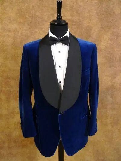 Royal Blue Velvet Men Suit Slim Fit Tuxedos 2018 Fashion Suits For Wedding Groom Blazer Dinner Prom Costumes Jacket + Pants | Мужская