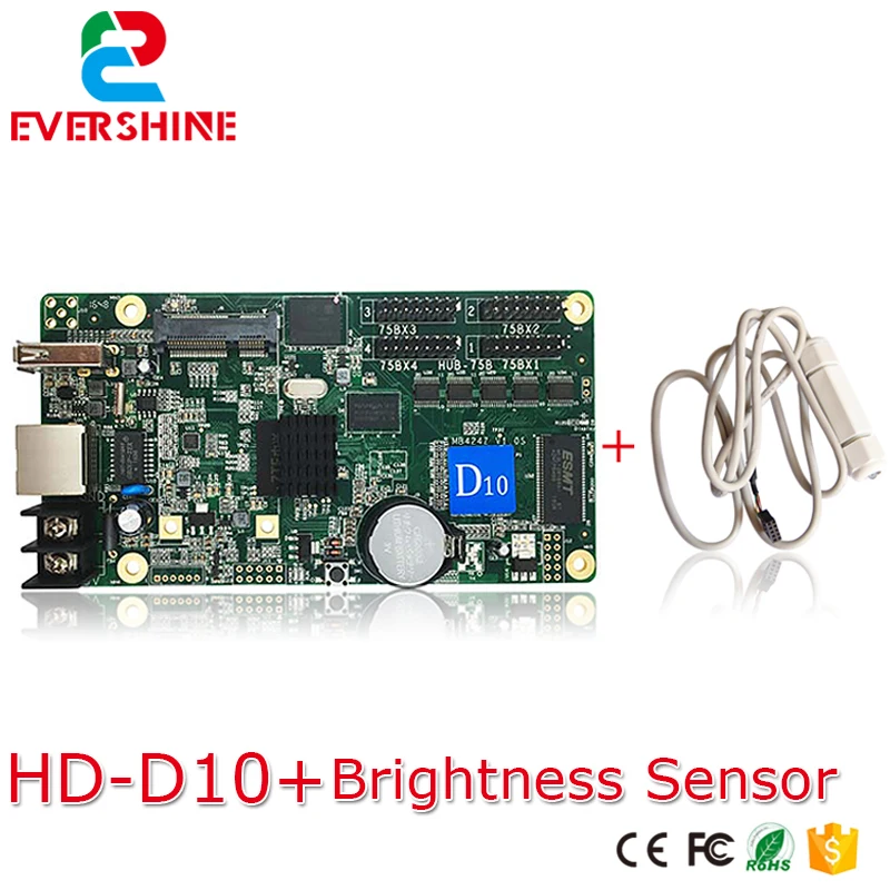 

D10 HD-D10 RGB LED Video Display Controller Asynchronous control card 4xHUB75 Port USB-disk+Ethernet with Brightness sensor