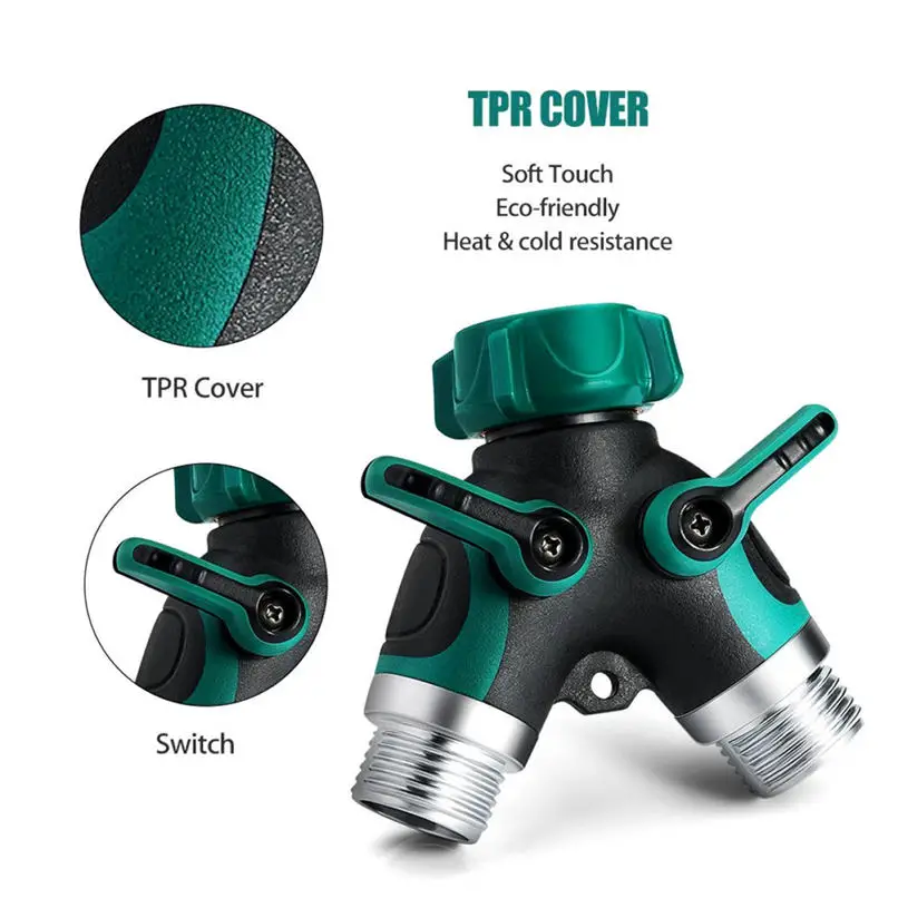 2 Pcs Garden Y Hose Connector Hose Splitter Comfortable Easy Grip Rubberized Garden Water Connectors 3.9x2.3x3.9 inches #4P16 (4)