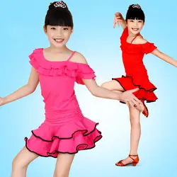 Платье для латинских танцев с милой бахромой для выступлений, юбка для девочек, детские платья-Бальный Танец Сальса, детское платье для