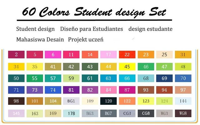TouchFIVE 30/40/60/80/168 Цвет маркер для рисования набор двойной головой художественный эскиз жирной на спиртовой основе маркеры для анимации ручка - Цвет: 60 student