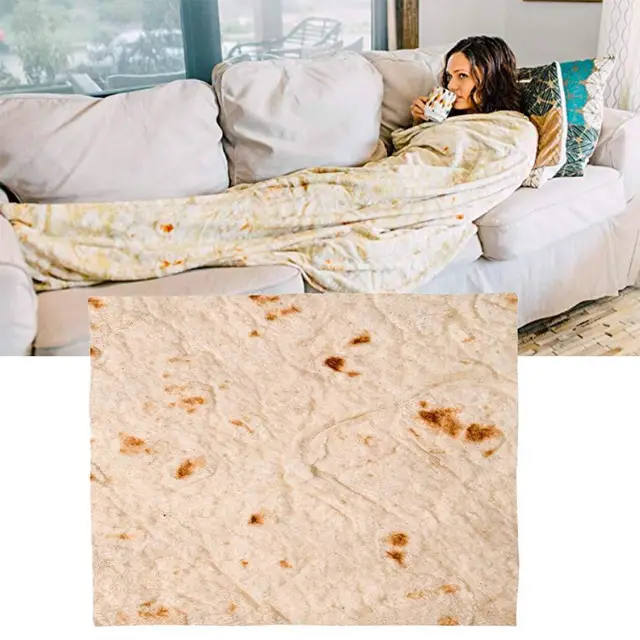 Cute Tortilla Fleece Blanket Funny Food Print Baby Adults Super Soft