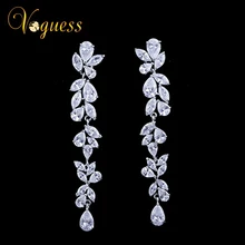 Voguess lujo flor pendientes de novia con gorgeous aaa cubic zirconia pendientes de novia de la boda accesorios de regalo de año nuevo