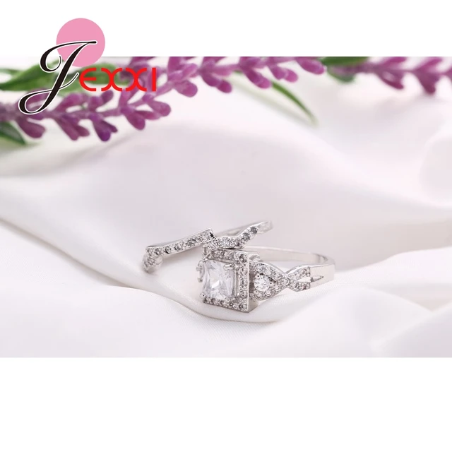 Engagement Ring Silver Bridal Sets  Silver Wedding Ring Sets - Classic  Women Wedding - Aliexpress