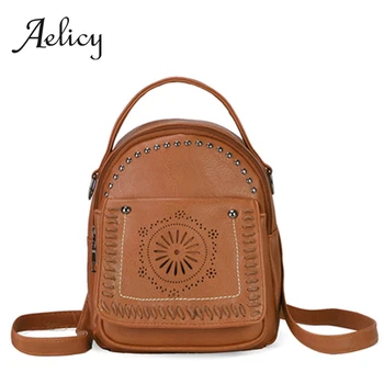 

Aelicy Retro Mini Backpack Female Waterproof Leather Women Casual Simple Lady Satchel Hollow Out Travel Shoulder Bag