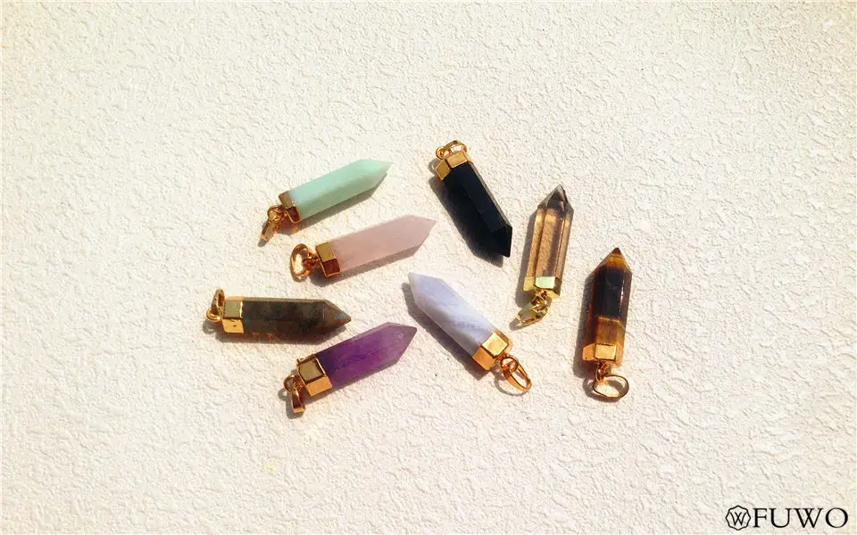 Natural Semi-precious Stones Long Point Pendant 7