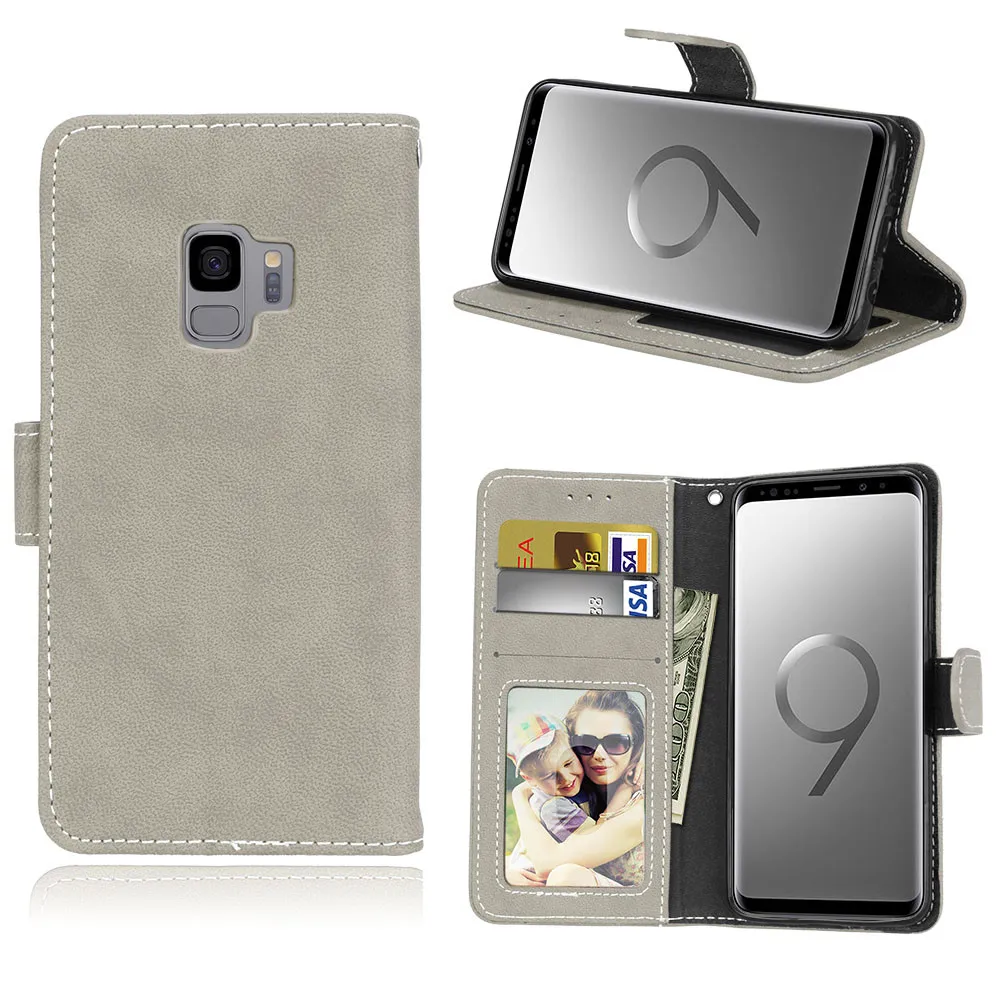 Luxury Flip Leather Case for Samsung Galaxy S7 Edge S8 Plus S9 Plus Stand Cover Matte Leather Cases for Sumsung Galaxy S5 S6 S7 S8 S917
