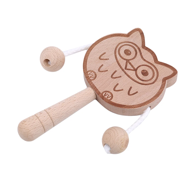 Деревянные детские музыкальные Игрушки для раннего образования, могут кусать мальчиков и девочек, развивающие интеллектуальные традиционные Мультяшные погремушки с животными