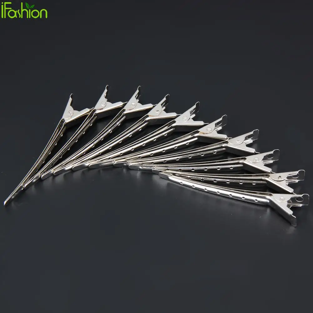 10pcs Pro Salon Hairdressing Tools Duck Mouth Hairdresser Hair Clip Clips Hair Stainless Steel Hairdressing Sectioning Clamp