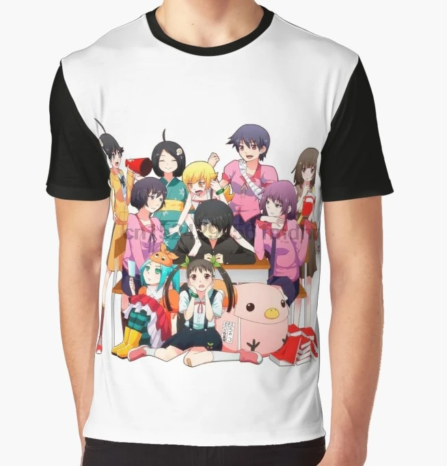 

All Over Print T-Shirt Men Funy tshirt Monogatari Series Short Sleeve O-Neck Graphic Tops Tee women t shirt