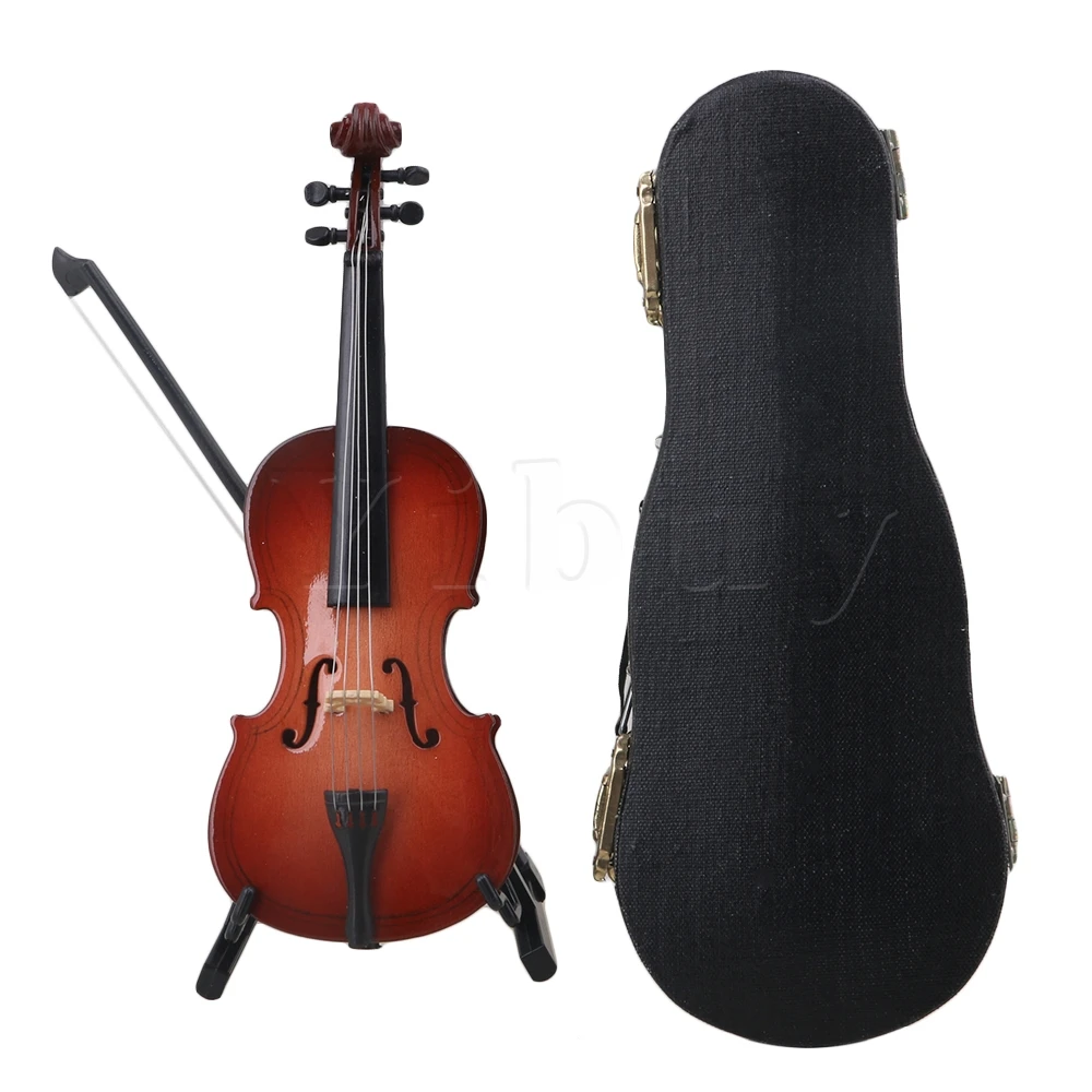 

Yibuy Resin Mini Cello with Stand Musical Instrument Ornaments Decoration