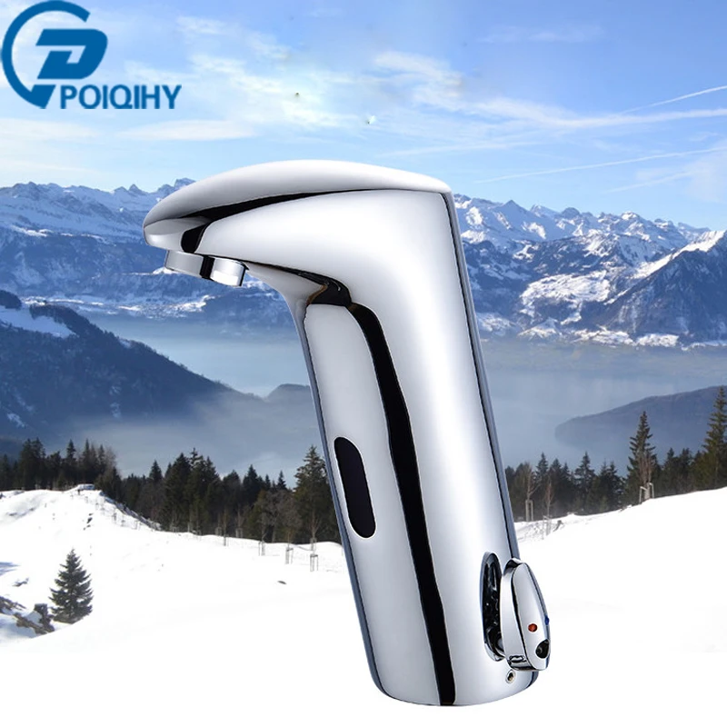 

Chrome Bathroom Basin Faucet Sensor Faucet Automatic Sensor Hand Touch Tap Hot Cold Mixer Chrome Polished Sink Mixer