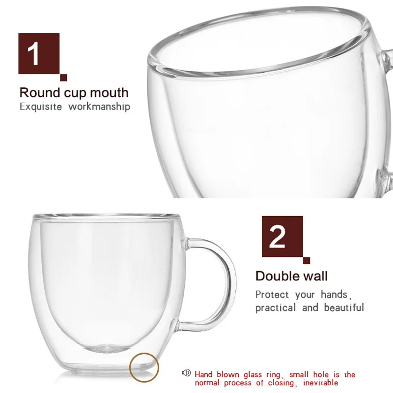Прозрачная посуда для напитков кофейные чашки чайный набор кружки Пивной Напиток офисная кружка двойная стеклянная чашка простой стиль чайная чашка креативный подарок X