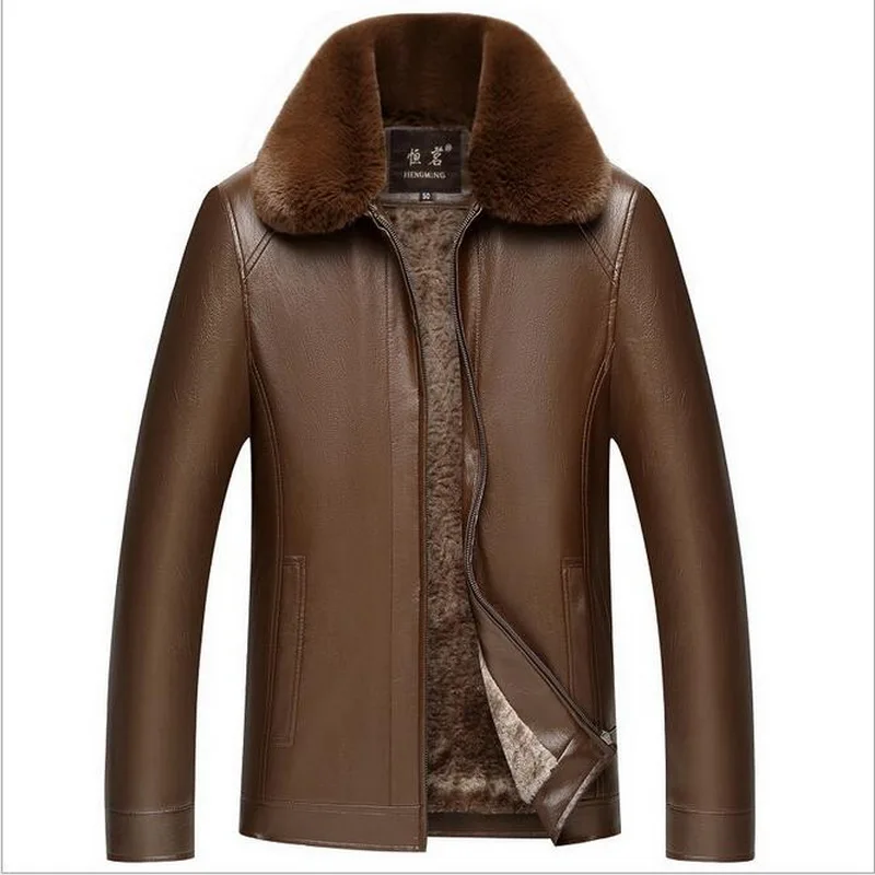 

VXO 2019 Newest Fashion Leather Jacket Men Winter Thick PU Leather Jackets and Coats Hat Detachable Jaqueta Couro Masculina