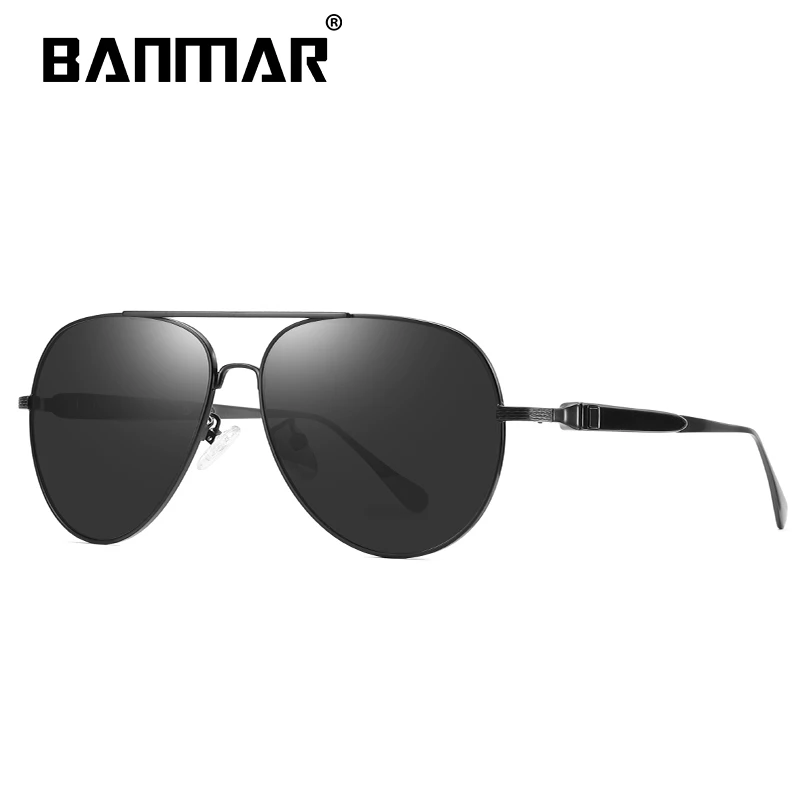 BANMAR брендовые Дизайнерские мужские солнцезащитные очки пилота поляризационные для глаз мужские очки Аксессуары Солнцезащитные очки для мужчин Оттенки для женщин - Цвет линз: BLACK GRAY