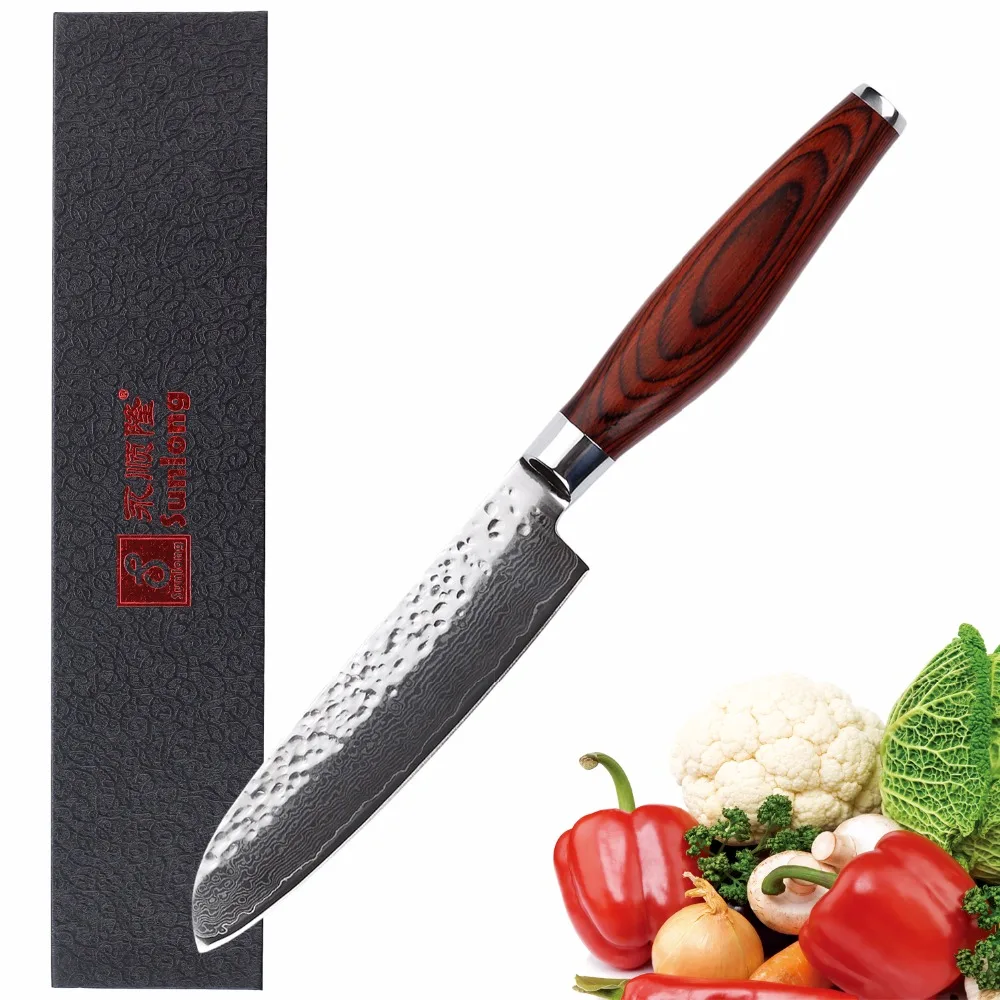 5 дюймов острый нож Santoku шеф-повара Дамасская сталь инструменты японский овощной