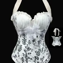 Сексуальный Атласный Корсет с лямкой на шее, белый свадебный корсет, Корректирующее белье для тела, бюстье
