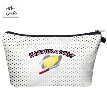 

Who Cares Cute Wavepoint dessert 3D Printing Makeup Bags with Zipper Ladies Pouch Women Cosmetic Bag
