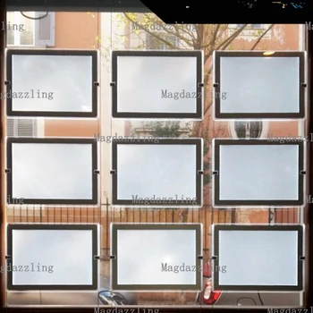 

9PCS A3 Landscape Hanging Magnetic Acrylic Frame LED Window Display Light Pocket Double Side for Real Estate Agent Windows