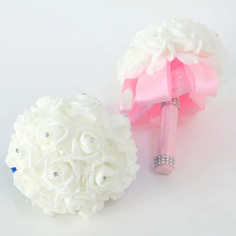 Flone Artificial Wedding Bridal Hand Holding Bouquet Bridal Bridesmaid Rose Flowers Fake Flower Party Home Decor Floral (13)