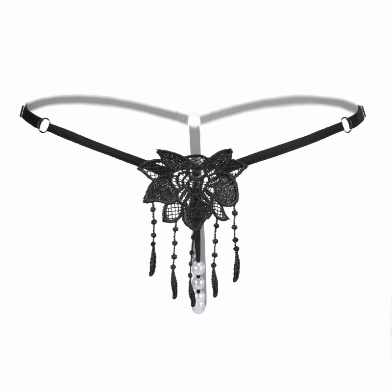 

Underwear Women G string Sexy Crotchless String Lingerie Tassel Pearl Thong Seamless Briefs Transparent Lady's Panties Soft Thin