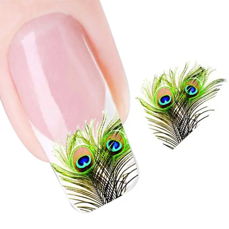 

Peacock Feather Nail Tip Art Water Transfers Decal Sticker p#