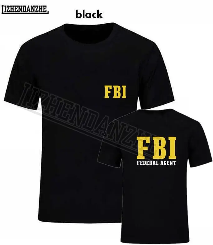 

FBI T-shirt agent secret service police CIA Staff Men Front and Back Print T shirt Summer Man Short Sleeve Top Tee TShirt GIFT