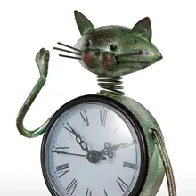 Tooarts часы ручной работы винтажные металлические железные фигурки кошки немой настольные часы практичные часы ремесло украшение дома аксессуары