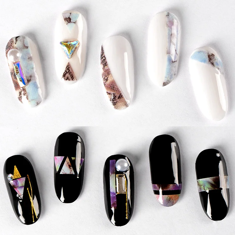 1 лист змеиной стикеры 3D на ногти Nail Art мраморный камень сетка Леопард наклейки для ногтей японские аксессуары для дизайна ногтей