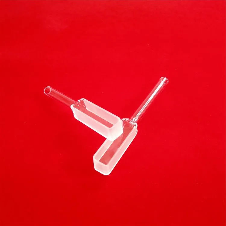 

Two sides clear rectangular quartz cuvette with graded seal tube